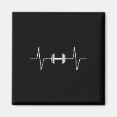Gewichtheffen Dumbbell Heartbeat Ekg Pulse T-shirt Magneet (Voorkant)