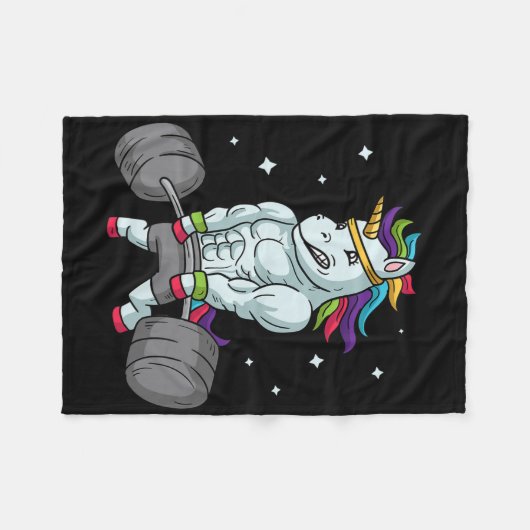 Gewichtheffen Eenhoorn - Grappige Deadlift en Gym  Fleece Deken (Voorkant (Horizontaal))