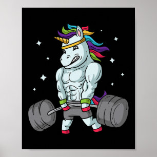 Gewichtheffen Eenhoorn - Grappige Deadlift en Gym  Poster
