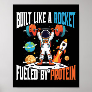 Gewichtheffen en Bodybuilding Astronaut Space Cos Poster