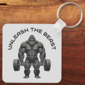 Gewichtheffen Gorilla Sleutelhanger (Achterkant)