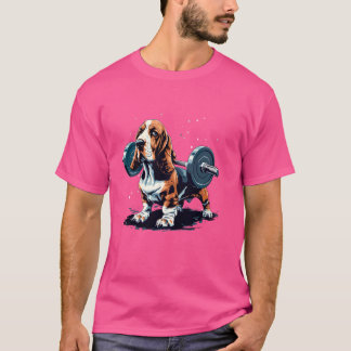 Gewichtheffen Grappige Basset Hound T-shirt