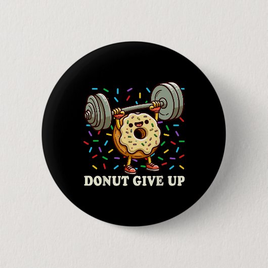 Gewichtheffen - Grappige Fitness Workout Gym Donut Ronde Button 5,7 Cm (Voorkant)