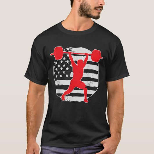 Gewichtheffen Gym Amerikaanse Vlag 4 juli VI T-shirt (Voorkant)