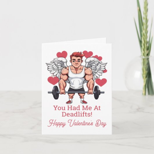 Gewichtheffen Gym Fitness Trainer Valentijns Feestdagen Kaart (Voorkant)