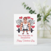Gewichtheffen Gym Fitness Trainer Valentijns Feestdagenkaart (Staand voorkant)