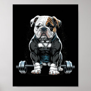 Gewichtheffen Hond Fun Fitness Gym Bulldog Poster