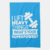 Gewichtheffen - Ik til zware dingen op - Superpowe Theedoek (Verticaal)