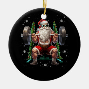 Gewichtheffen Kerstmis Santa Deadlift Xmas Gewicht Keramisch Ornament