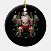 Gewichtheffen Kerstmis Santa Deadlift Xmas Gewicht Keramisch Ornament (Achterkant)