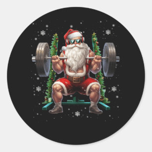Gewichtheffen Kerstmis Santa Deadlift Xmas Gewicht Ronde Sticker