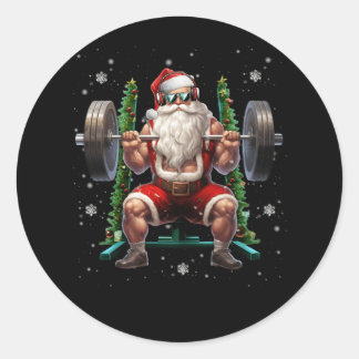 Gewichtheffen Kerstmis Santa Deadlift Xmas Gewicht Ronde Sticker