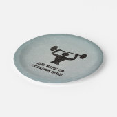 Gewichtheffen man en uw slogan robuuste look papieren bordje (Gekanteld)