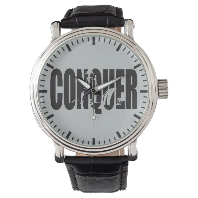 Gewichtheffen Motivatie - CONQUER Horloge (Voorkant)