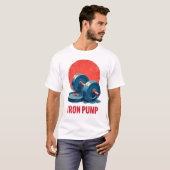 Gewichtheffen Ontwerp - Retro IJzeren Pomp Art T-shirt (Voorkant volledig)