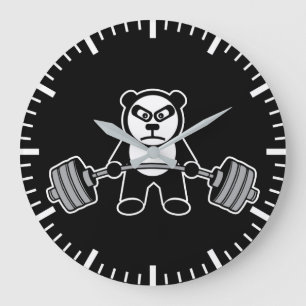 Gewichtheffen Panda Beer Anime Cartoon - Workout Grote Klok
