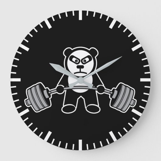 Gewichtheffen Panda Beer Anime Cartoon - Workout Grote Klok (Voorkant)