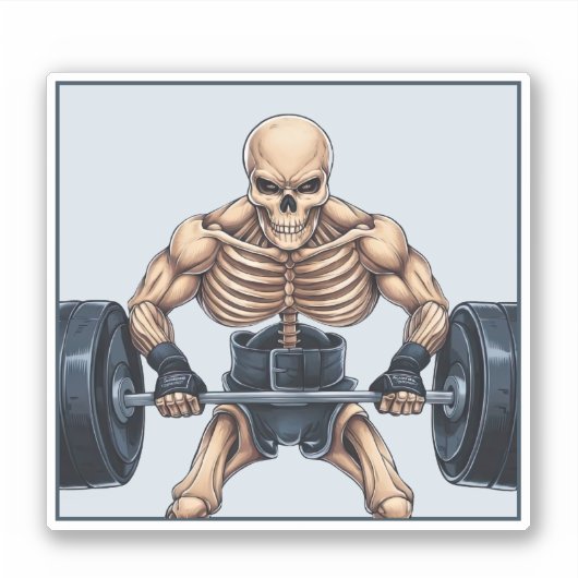 Gewichtheffen Skelet Sticker (Voorkant)
