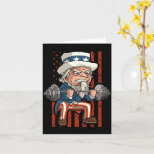 Gewichtheffen Uncle Sam Patriotic 4th of July Gym Kaart (Gele Bloem)