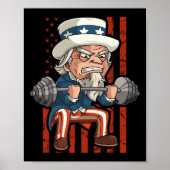 Gewichtheffen Uncle Sam Patriotic 4th of July Gym Poster (Voorkant)