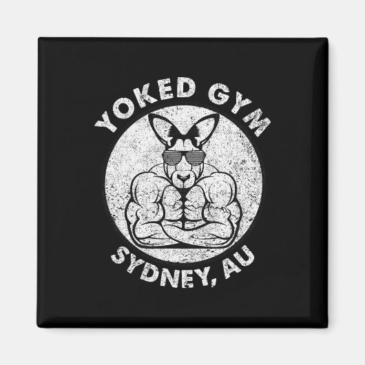 Gewichtheffen Yoked Gym Sydney Flex Muscle Kangoer Magneet (Voorkant)