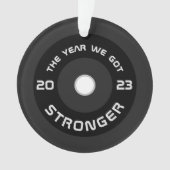 Gewichtheffer barbell fitness 2025 vakantie ornament (voorkant)