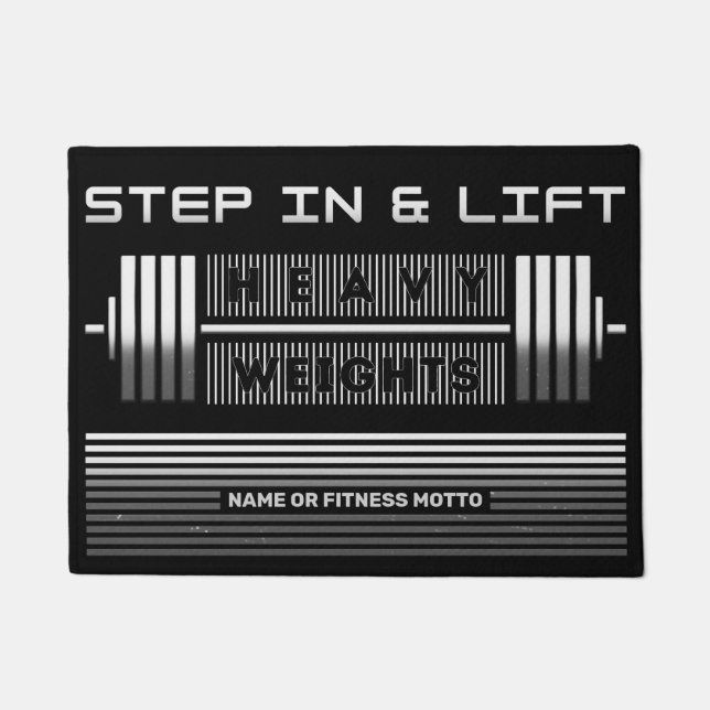 Gewichtheffer Barbell Fitness ontwerp voor de spor Deurmat (Voorkant)