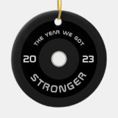 Gewichtheffer barbell fitness vakantie keramisch ornament (Voorkant)