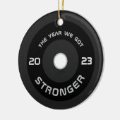 Gewichtheffer barbell fitness vakantie keramisch ornament (Links)