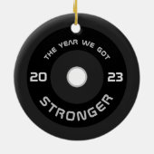 Gewichtheffer barbell fitness vakantie keramisch ornament (Achterkant)