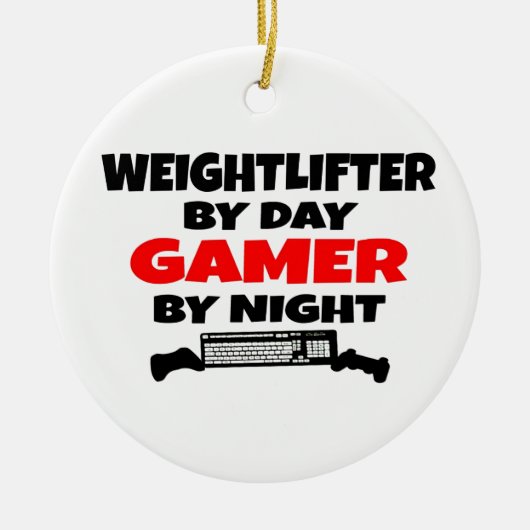 Gewichtheffer Gamer Keramisch Ornament (Voorkant)