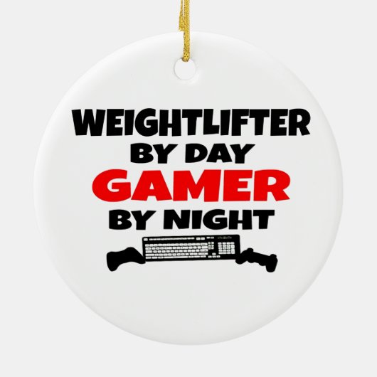 Gewichtheffer Gamer Keramisch Ornament (Achterkant)