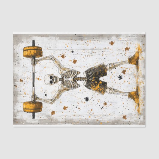 Gewichtheffer Skeleton Pumping Iron AJ8 Decoupage Tissuepapier (Voorkant)