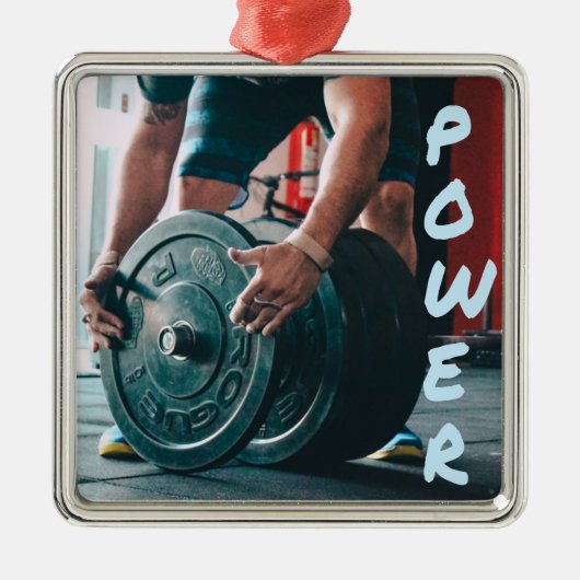 Gewichtsgewicht Lifende Gym Health Metalen Ornament (Voorkant)