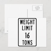 Gewichtslimiet 16 t teken briefkaart (Voorkant / Achterkant)