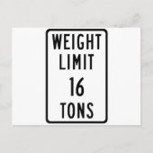 Gewichtslimiet 16 t teken briefkaart (Voorkant)