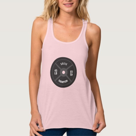Gewichtsplaat Training Fitness Bodybuilding Naam Tanktop (Voorkant)