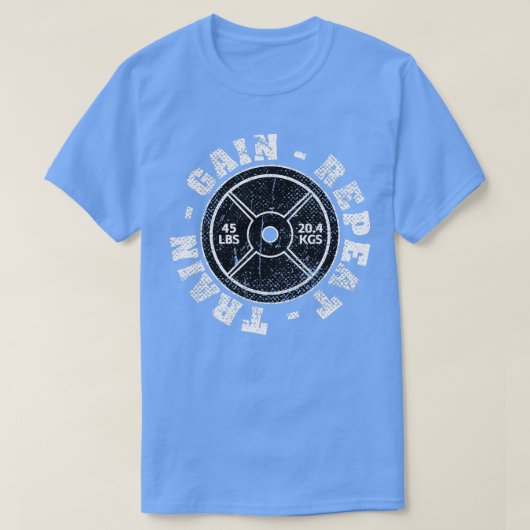 Gewichtstoename van 45 lb Bord Gewichtsregen Herha T-shirt (Design voorkant)