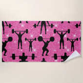 Gewichtstofinfectie Sport Roze Glitter Strandlaken (Voorkant)