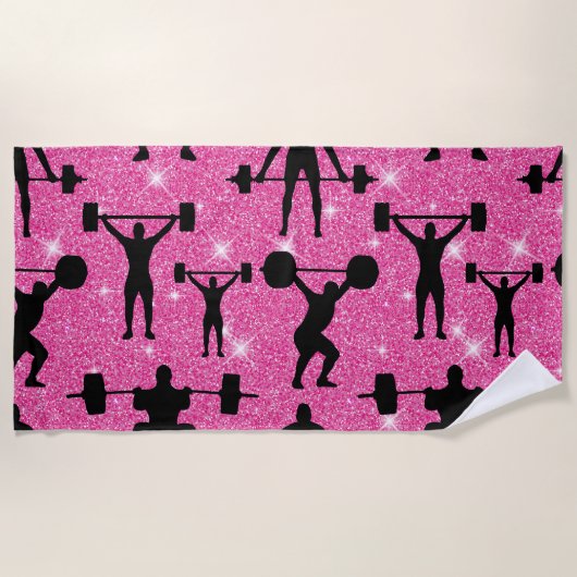 Gewichtstofinfectie Sport Roze Glitter Strandlaken (Voorkant)