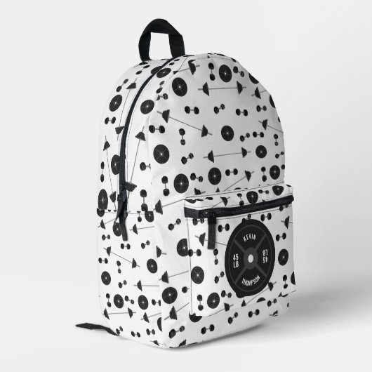 Gewichtstraining Fitness Dumbbell Bodybuilding Bedrukte Rugzak (Achterkant Hoek Links)