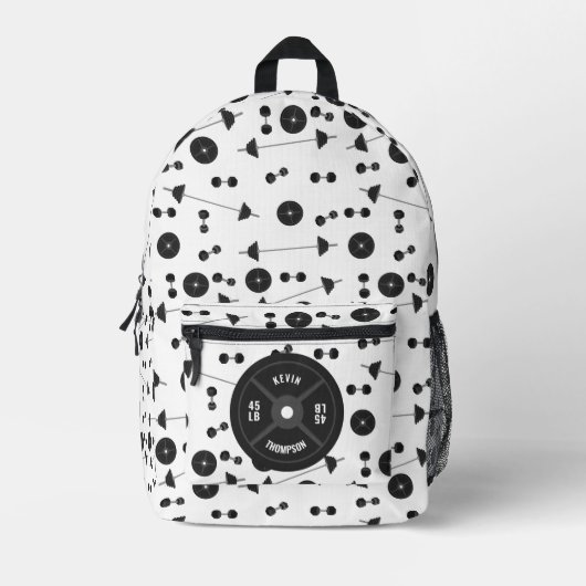 Gewichtstraining Fitness Dumbbell Bodybuilding Bedrukte Rugzak (Voorkant)