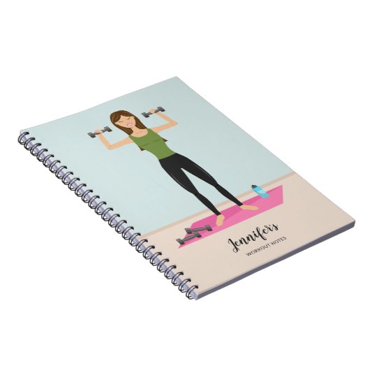 Gewichtsuitstekende  fitness meisje notitieboek (Rechterzijde)