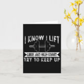 Gewichtsverlies als oud Man Bodybuilding Barbell Kaart (Gele Bloem)