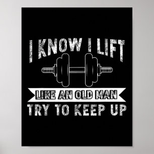 Gewichtsverlies als oud Man Bodybuilding Barbell Poster