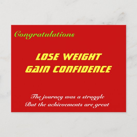 Gewichtsverlies felicitatiekaarten briefkaart (Voorkant)