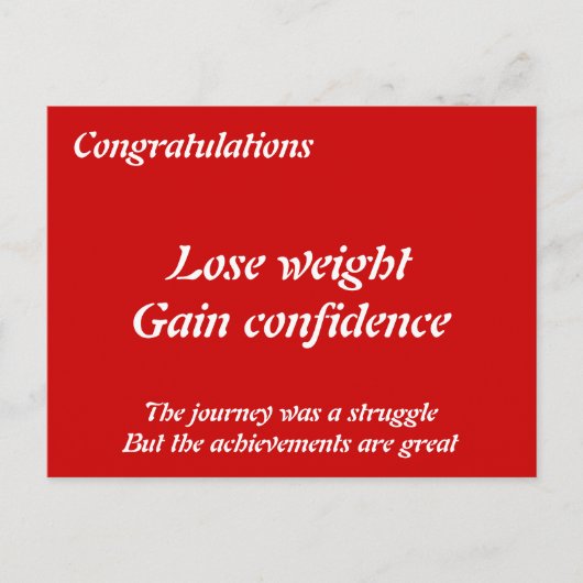 Gewichtsverlies felicitatiekaarten briefkaart (Voorkant)
