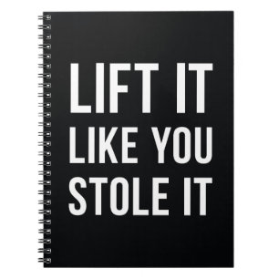 Gewichtsverlies Gym Quote lift Black White Notitieboek