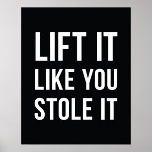 Gewichtsverlies Gym Quote lift Black White Poster