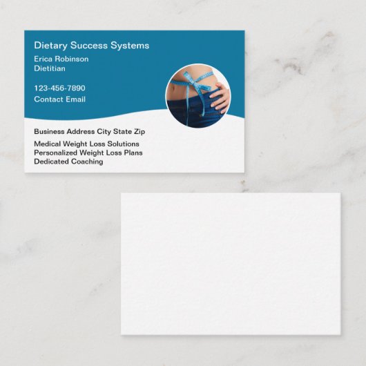 Gewichtsverlies oplossingen voor diëtisten visitekaartje (Voorkant / Achterkant)